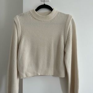 & other stories cream ribbed sweater